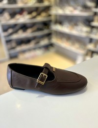 Acı Kahve Kilteli Düz Klasik Babet