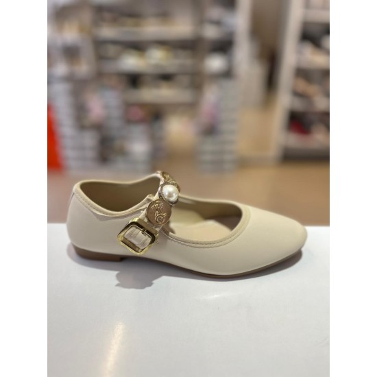 Bej Gold Tokalı Cilt Klasik Babet