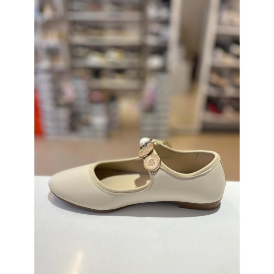 Bej Gold Tokalı Cilt Klasik Babet