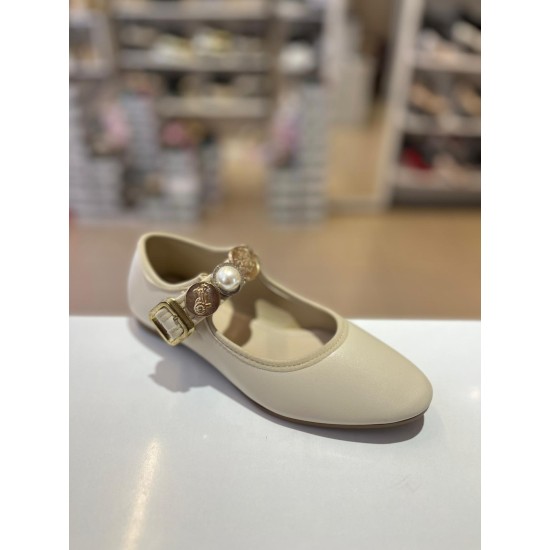 Bej Gold Tokalı Cilt Klasik Babet