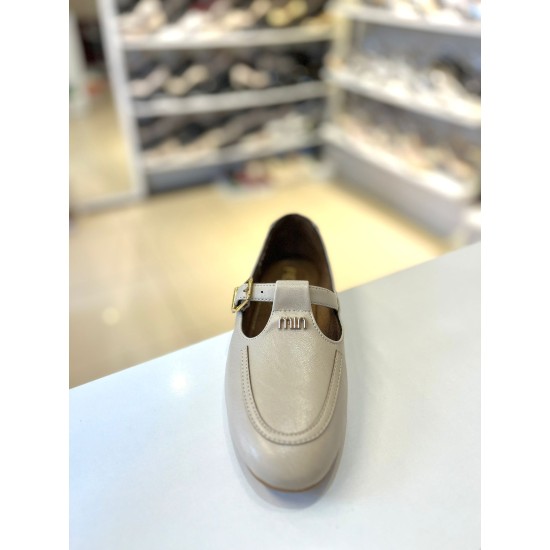 Bej Kilteli Düz Klasik Babet