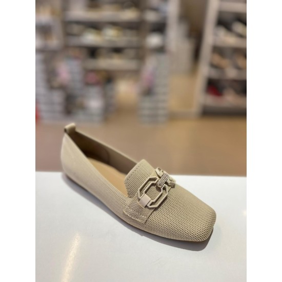 Bej Küt Burun Taş Tokalı Triko Babet