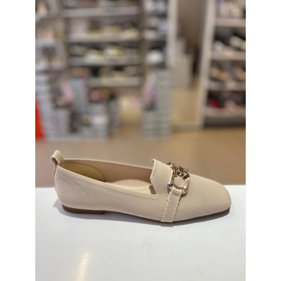 Bej Küt Burun Taş Tokalı Triko Babet