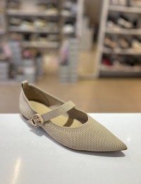 Bej Tek Bant Lastikli ve Kilteli Triko Babet