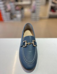 Petrol Mavi Gold Toka Klasik Deri Babet