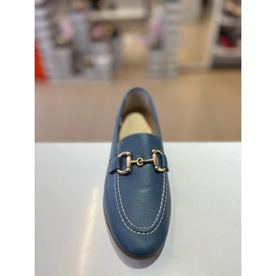 Petrol Mavi Gold Toka Klasik Deri Babet