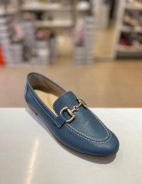 Petrol Mavi Gold Toka Klasik Deri Babet