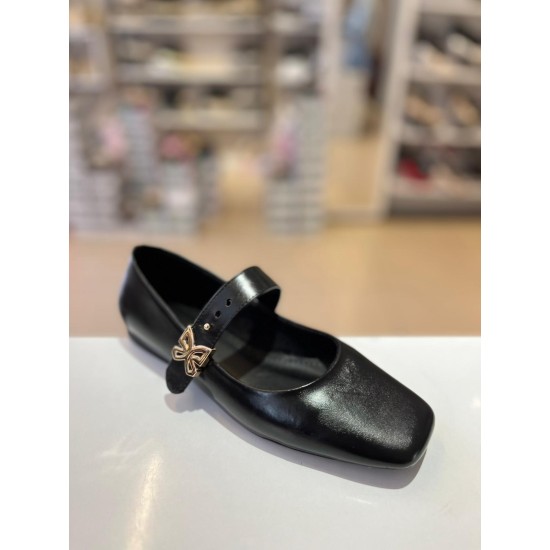 Siyah Gold Kelebek Toka Balerin Babet