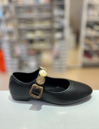 Siyah Gold Tokalı Cilt Klasik Babet