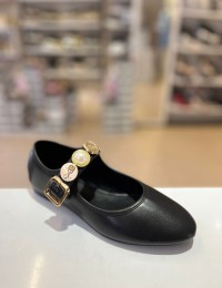 Siyah Gold Tokalı Cilt Klasik Babet