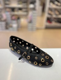 Siyah Gold Zımbalı Balerin Babet