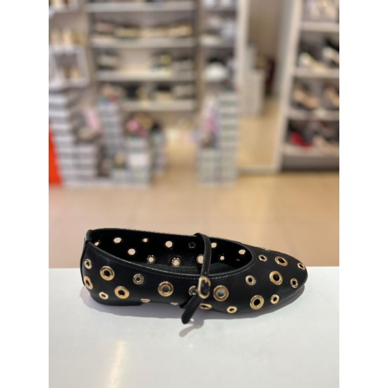 Siyah Gold Zımbalı Balerin Babet