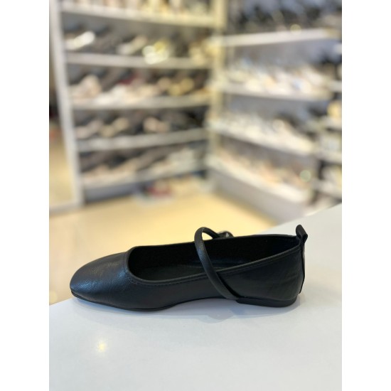 Siyah Gold ve Gümüş Taşlı Tek Bant Balerin Babet