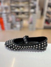 Siyah Gümüş İri Gümüş Taşlı Balerin Babet