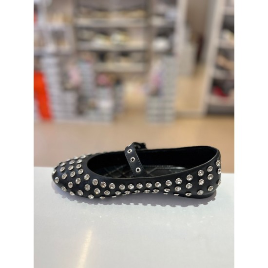 Siyah Gümüş İri Gümüş Taşlı Balerin Babet