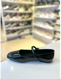 Siyah Rugan Gold ve Gümüş Taşlı Tek Bant Balerin Babet