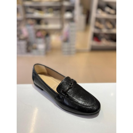 Siyah Rugan Tokalı Düz Klasik Babet