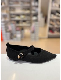 Siyah Tek Bant Lastikli ve Kilteli Triko Babet