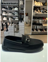 Siyah Ortopedik Taban V Toka Babet Ayakkabı