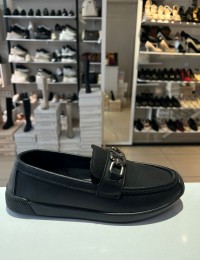 Siyah Ortopedik Taban V Toka Babet Ayakkabı