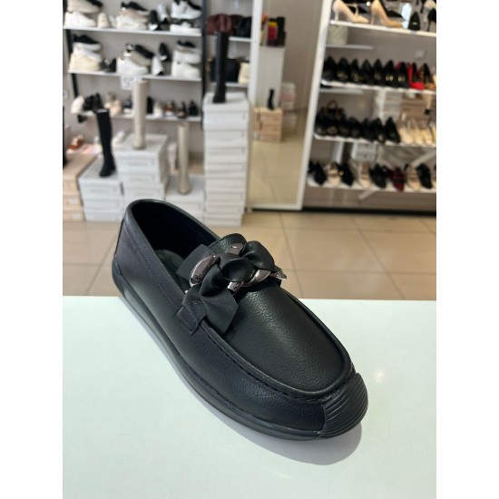 Siyah Ortopedik Taban Düz Taban Sarma Babet