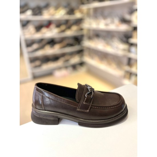 Acı Kahve Gold Tokalı Ortopedik Taban Loafer