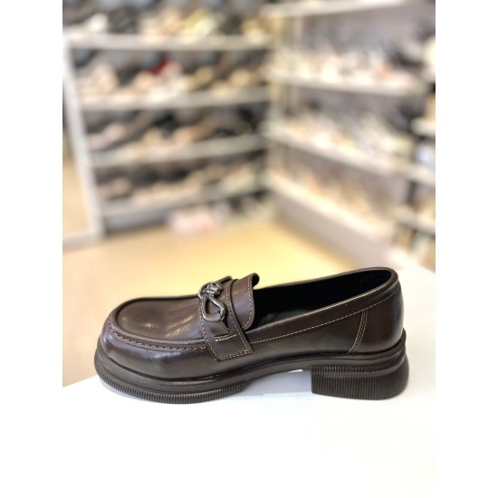 Acı Kahve Gold Tokalı Ortopedik Taban Loafer