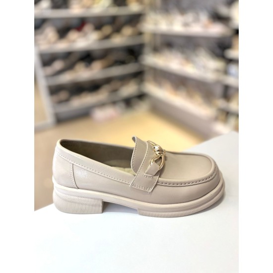 Bej Gold Tokalı Ortopedik Taban Loafer