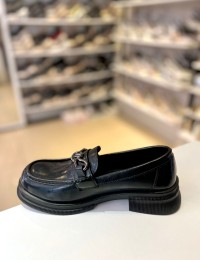 Siyah Gold Tokalı Ortopedik Taban Loafer