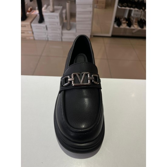 Siyah Ortopedik Taban V Toka Loafer