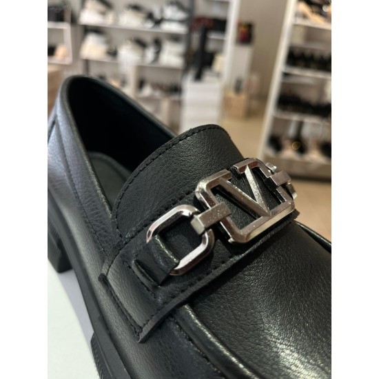 Siyah Ortopedik Taban V Toka Loafer