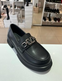 Siyah Ortopedik Taban V Toka Loafer