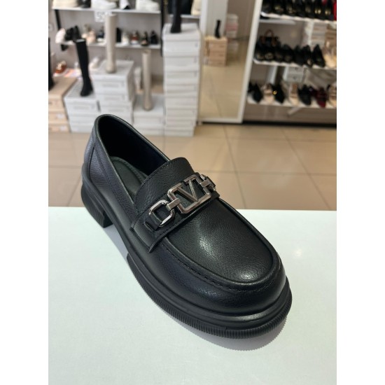 Siyah Ortopedik Taban V Toka Loafer