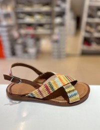 Renkli Çapraz Bant Kilteli Hasır Sandalet