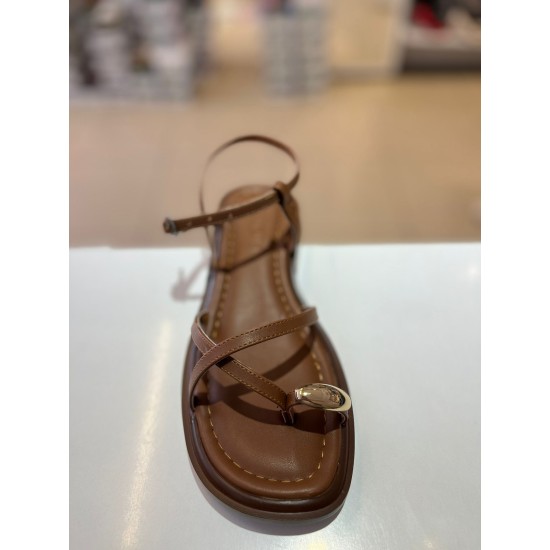 Taba Kalın Taban Bantlı Gold Toka Sandalet