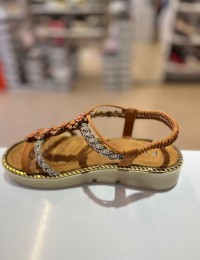 Taba Kalın Taban Papatya Gümüş Taşlı Lastikli Sandalet 