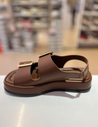 Taba Kalın Taban Çift Bantlı Lastikli Sandalet