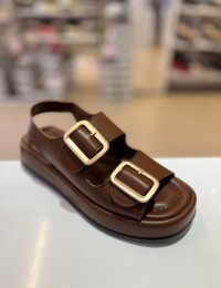 Taba Kalın Taban Çift Bantlı Lastikli Sandalet