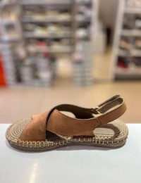 Taba Çapraz Bant Cırtlı Hasır Taban Süet Sandalet