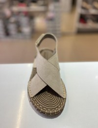 Vizon Çapraz Bant Cırtlı Hasır Taban Süet Sandalet