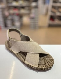 Vizon Çapraz Bant Cırtlı Hasır Taban Süet Sandalet