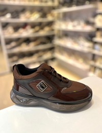 Acı Kahve Rugan Gold Tokalı Bağcıklı Spor Ayakkabı