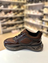 Acı Kahve Rugan Gold Tokalı Bağcıklı Spor Ayakkabı