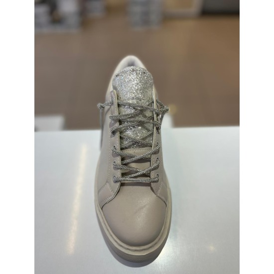 Bej Taş Sıvama Detay Taş Bağcıklı Spor Ayakkabı