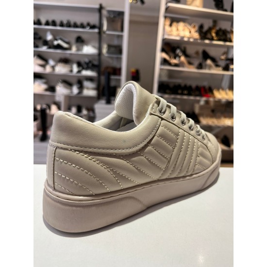 Bej Kapitone Spor Ayakkabı