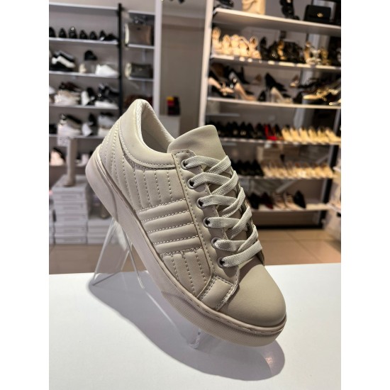 Bej Kapitone Spor Ayakkabı