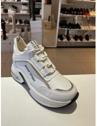 Beyaz Taşlı Yüksek Taban Bağcıklı Spor Ayakkabı