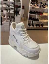 Beyaz Işıltılı Yüksek Taban Bağcıklı Spor Ayakkabı