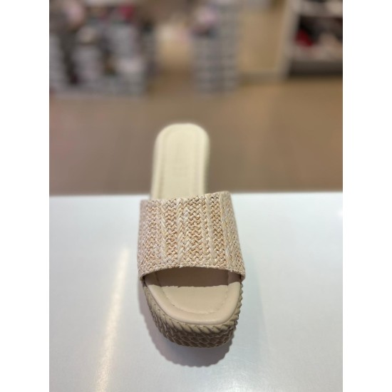 Bej Dolgu Taban Hasır Terlik