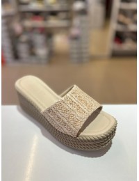 Bej Dolgu Taban Hasır Terlik